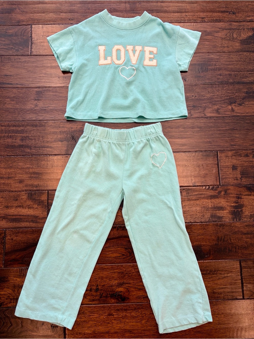 Vintage Havana Mint Green "LOVE" Short Sleeve Matching Lounge Set size Small 7/8